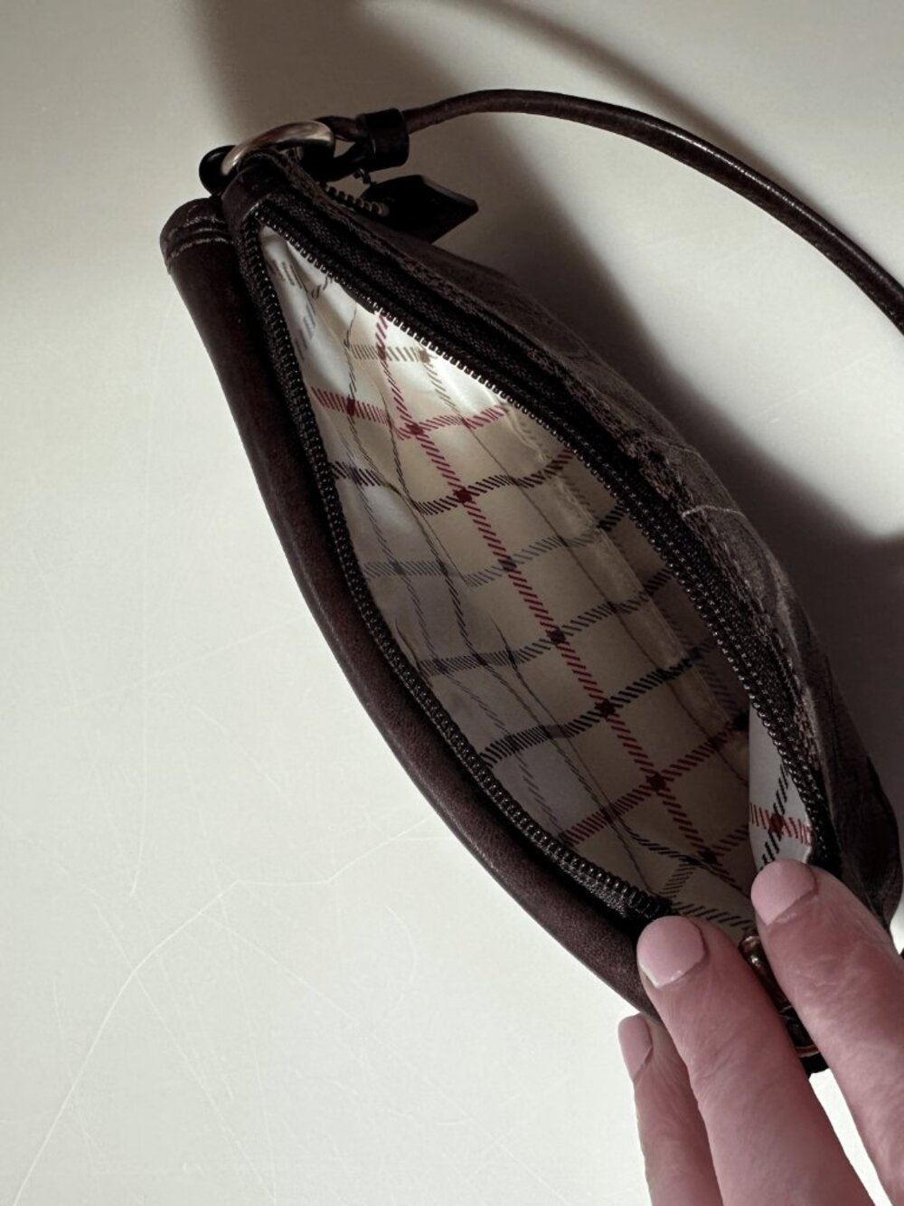 Coach Signature Jacquard Wristlet Chocolate Brown Y2K Mini Bag EUC - Picture 6 of 6